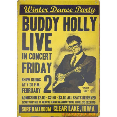 Buddy Holly - metalen bord