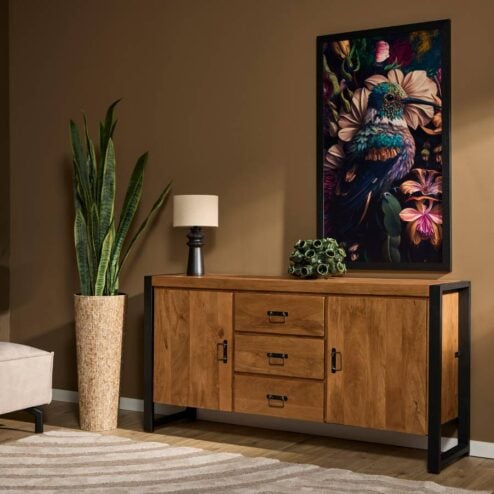 Dressoir mangohout Britt industrieel - 160cm