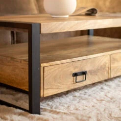 Britt salontafel industrieel mangohout met 4 lades 120cm