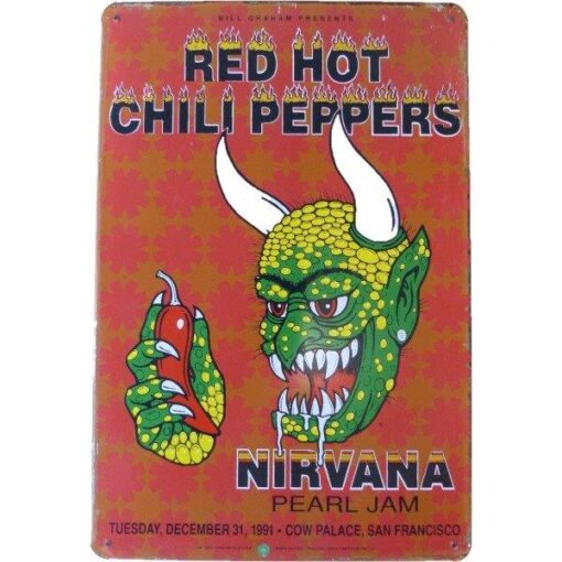 Red hot Chili peppers devil - metalen bord