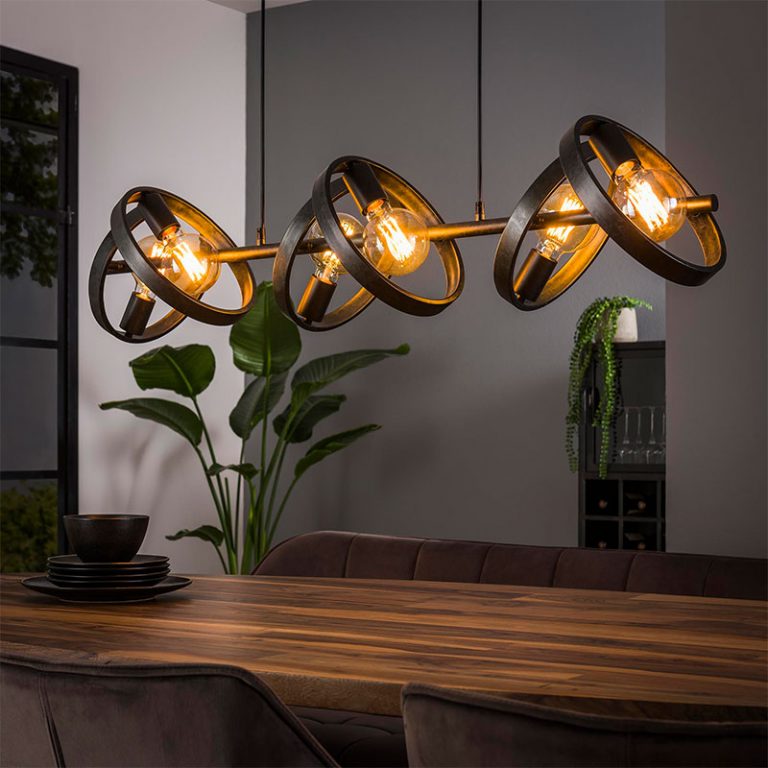 Octavia 6-lichts hanglamp industrieel