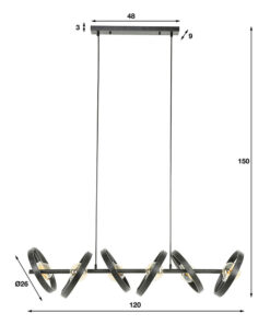Octavia 6-lichts hanglamp industrieel