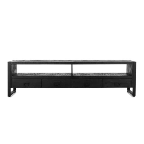 Britt tv meubel industrieel mangohout zwart 220cm