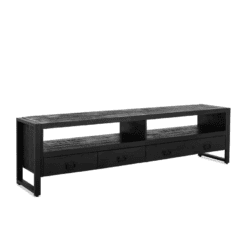 Britt tv meubel industrieel mangohout zwart 220cm