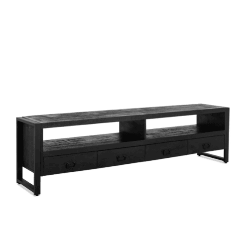 Britt tv meubel industrieel mangohout zwart 220cm