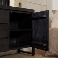 Dressoir mangohout Britt industrieel zwart - 160cm (1)