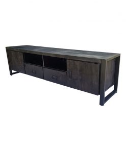 Odeon-tv-meubel-industrieel-2-deuren-2-lade-zwart-200cm