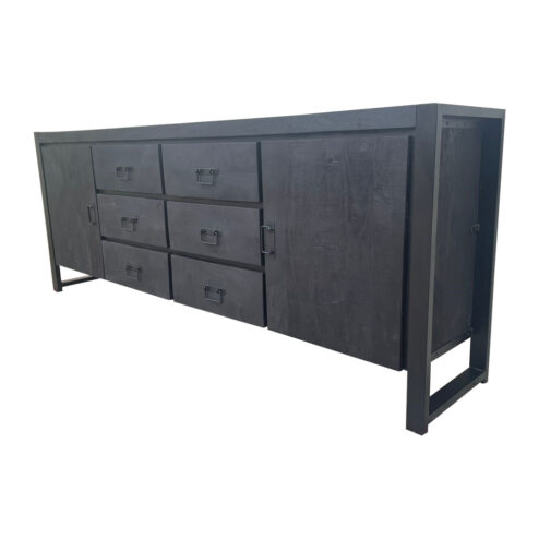 Odeon dressoir industrieel zwart 200cm