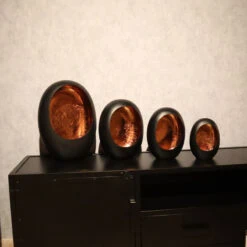 Egg kaarshouder set van 4 koper