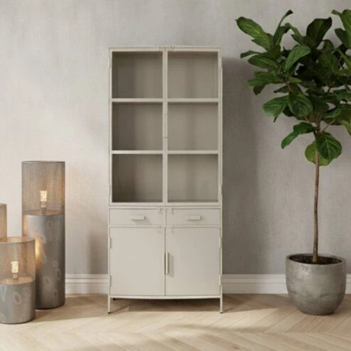 Figue vitrinekast industrieel taupe 90cm