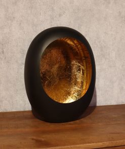 Kaarshouder Egg large zwart goud