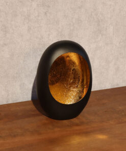 Kaarshouder Egg Small zwart goud
