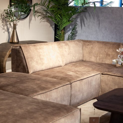 Modulaire Hoekbank Lana met ottomane en verstelbare rugleuning