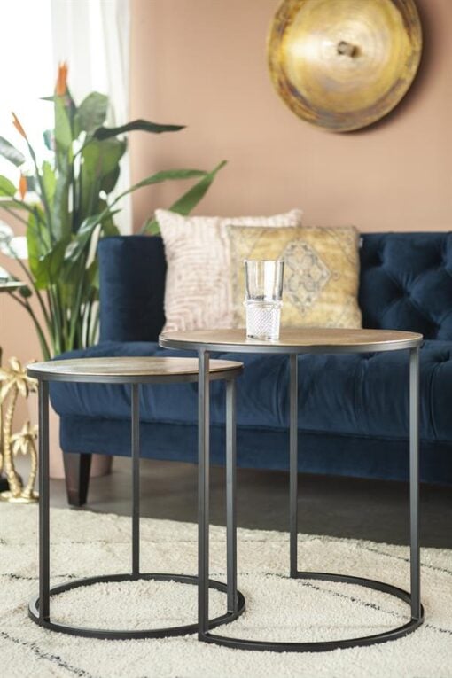 Bijzettafel Setto brass small set van 2
