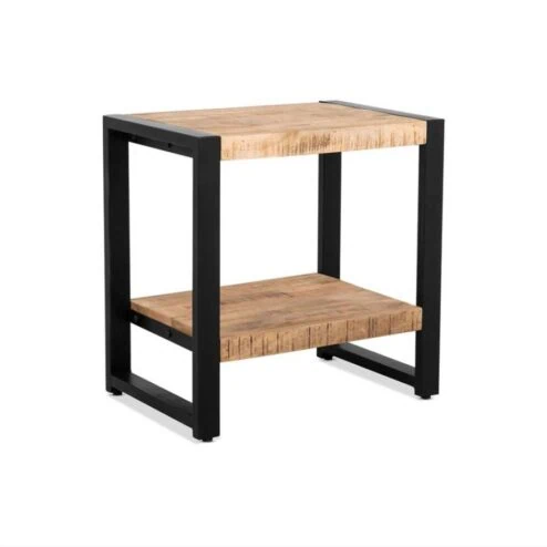 Britt bijzettafel industrieel mangohout met onderblad 60cm