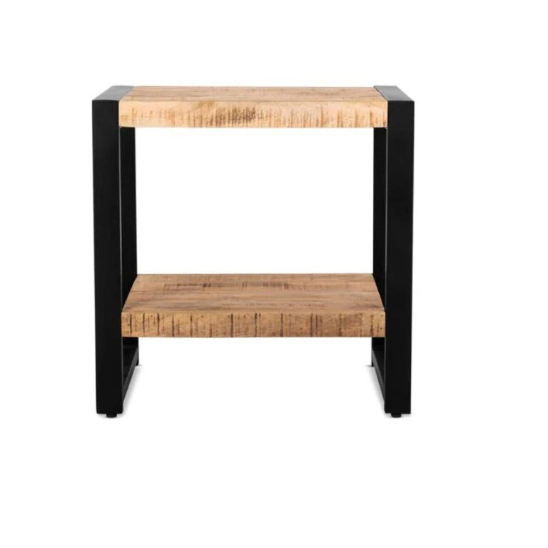 Britt bijzettafel industrieel mangohout met onderblad 60cm