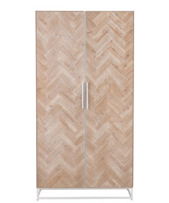 Vianna kast hoog 2 deuren naturel hout wit