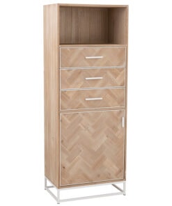Vianna kast hoog 3 lades naturel hout wit