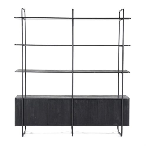 Wandkast James 4drs. 190cm zwart