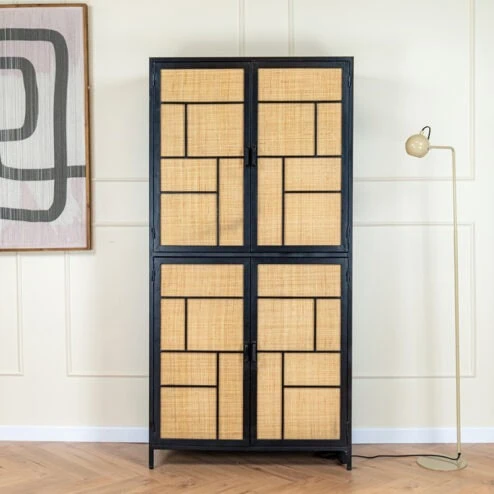 DPX Furniture Ayane kabinet 4 deurs zwart 90cm