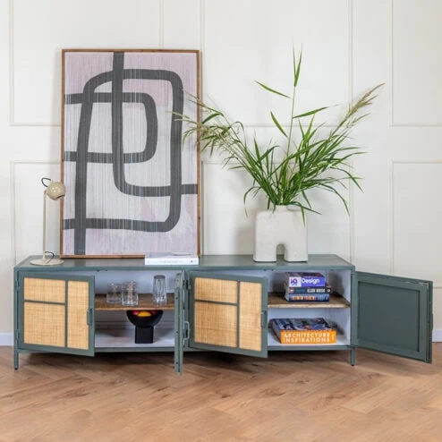 DPX Furniture Ayane tv meubel 4 deurs olive 180cm