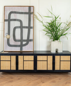 DPX Furniture Ayane tv meubel 4 deurs zwart 180cm