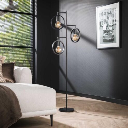 Bellevia Vloerlamp 3-lichts Charcoal Zwart