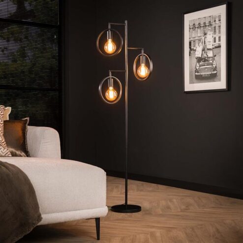 Bellevia Vloerlamp 3-lichts Charcoal Zwart