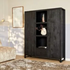 Britt boekenkast zwart industrieel 150cm