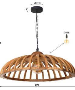Curva Hanglamp 65cm Massief mangohout naturel