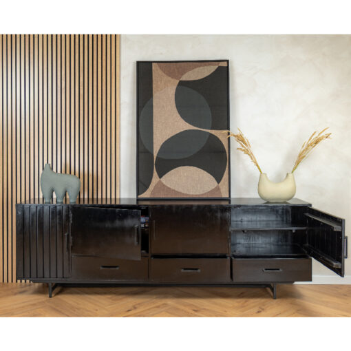 DPX Furniture Fika dressoir 4 deurs 3 lades zwart 230cm