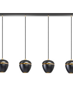 ETH Claire 4-lichts hanglamp zwart/goud
