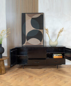 DPX Furniture Fika dressoir 3 deurs 2 lades zwart 170cm