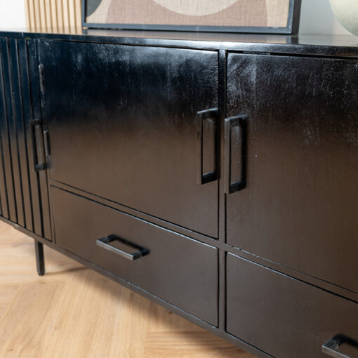 DPX Furniture Fika dressoir 3 deurs 2 lades zwart 170cm