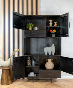 DPX Furniture Fika kabinet 4 deurs 2 lades zwart 106cm