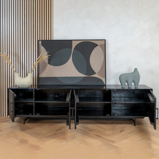 DPX Furniture Fika tv meubel 4 deurs zwart 230cm