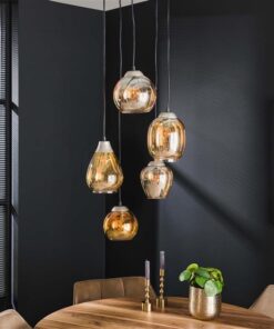 Glowy Amber 5-lichts hanglamp getrapt