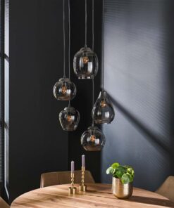 Glowi Smokeglas 5-lichts hanglamp getrapt