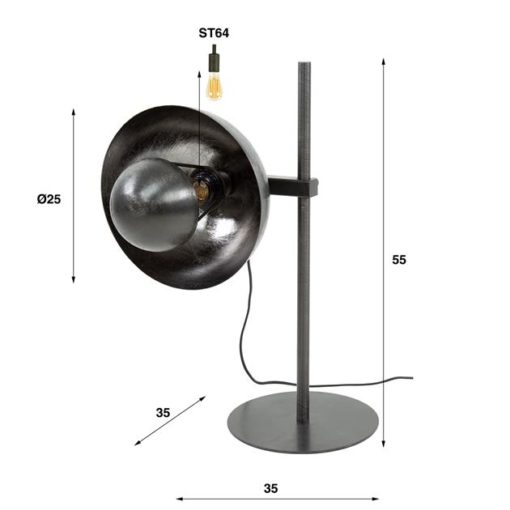 Payton 1-lichts tafellamp Zwart nikkel