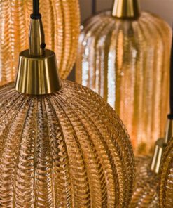 Polly 7 -lichts hanglamp Amberkleurig glas