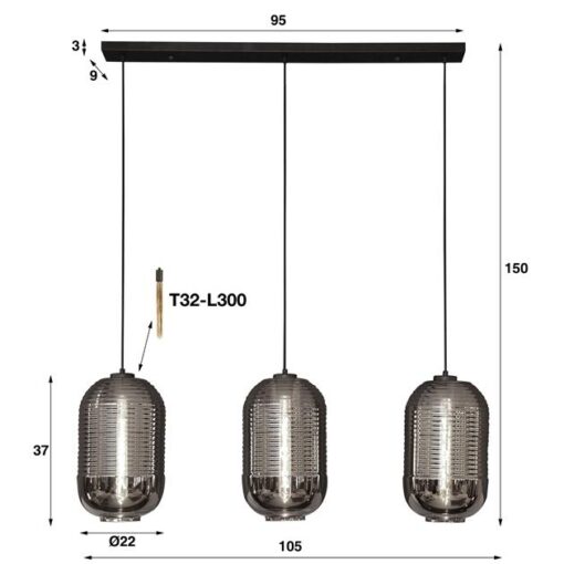 Probe 3-lichts Hanglamp