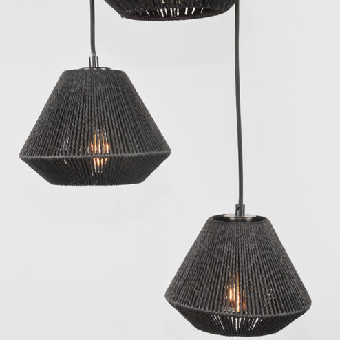 Hanglamp 3-Lichts Brooke Zwart Jute