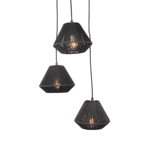 Hanglamp 3-Lichts Brooke Zwart Jute