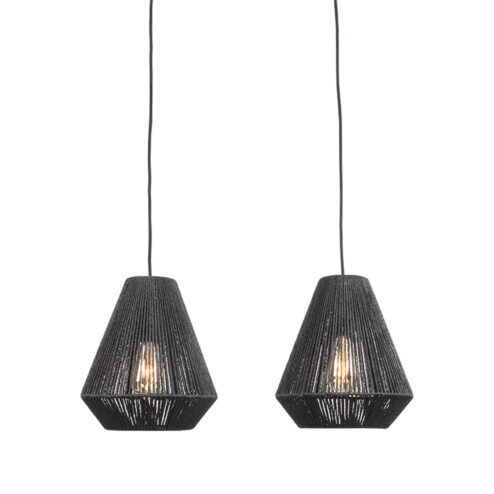 Hanglamp Brooke 2-Lichts Zwart Jute