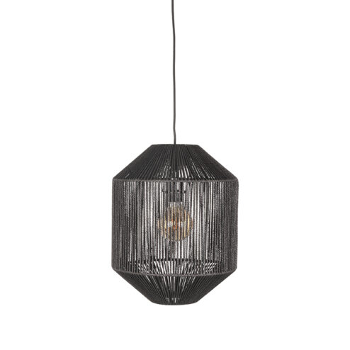 Hanglamp Brooke Zwart Jute 1-Lichts Cilinder