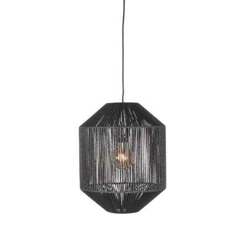 Hanglamp Brooke Zwart Jute 1-Lichts Cilinder