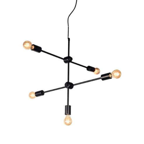 Hanglamp Grace 5-Lichts Zwart Metaal