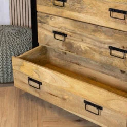 Britt 5 lades kast industrieel mangohout 100x40x115cm