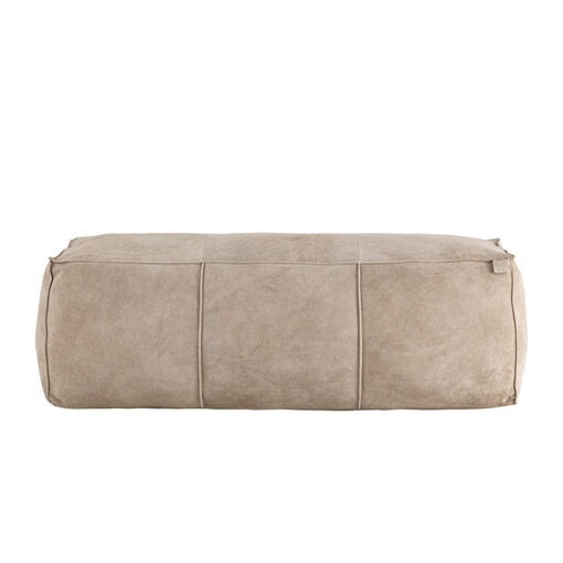 Poef Lilly - Taupe suede leer rechthoek 120cm