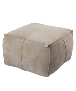 Poef Lilly - taupe suede leer vierkant 60cm